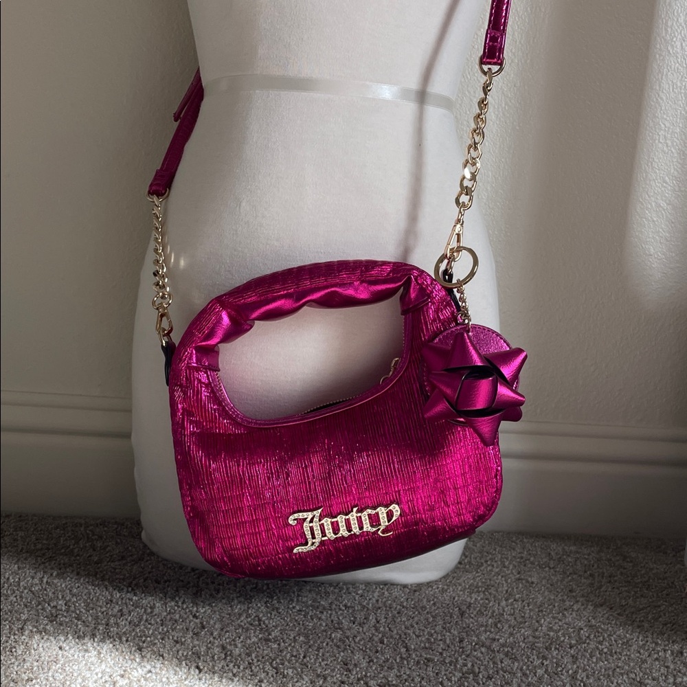 Juicy Couture Fuchsia Crossbody Bag with Bow Accent